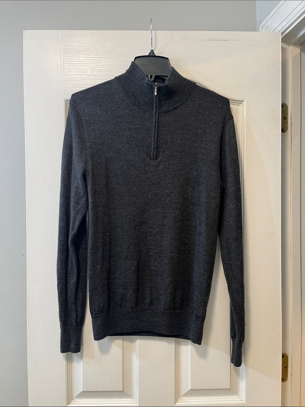 Magaschoni Men's Dark Charcoal Half-Zip Sweater